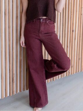 Miou Muse Wide Payton/Josie Merlot Wide Leg Jeans